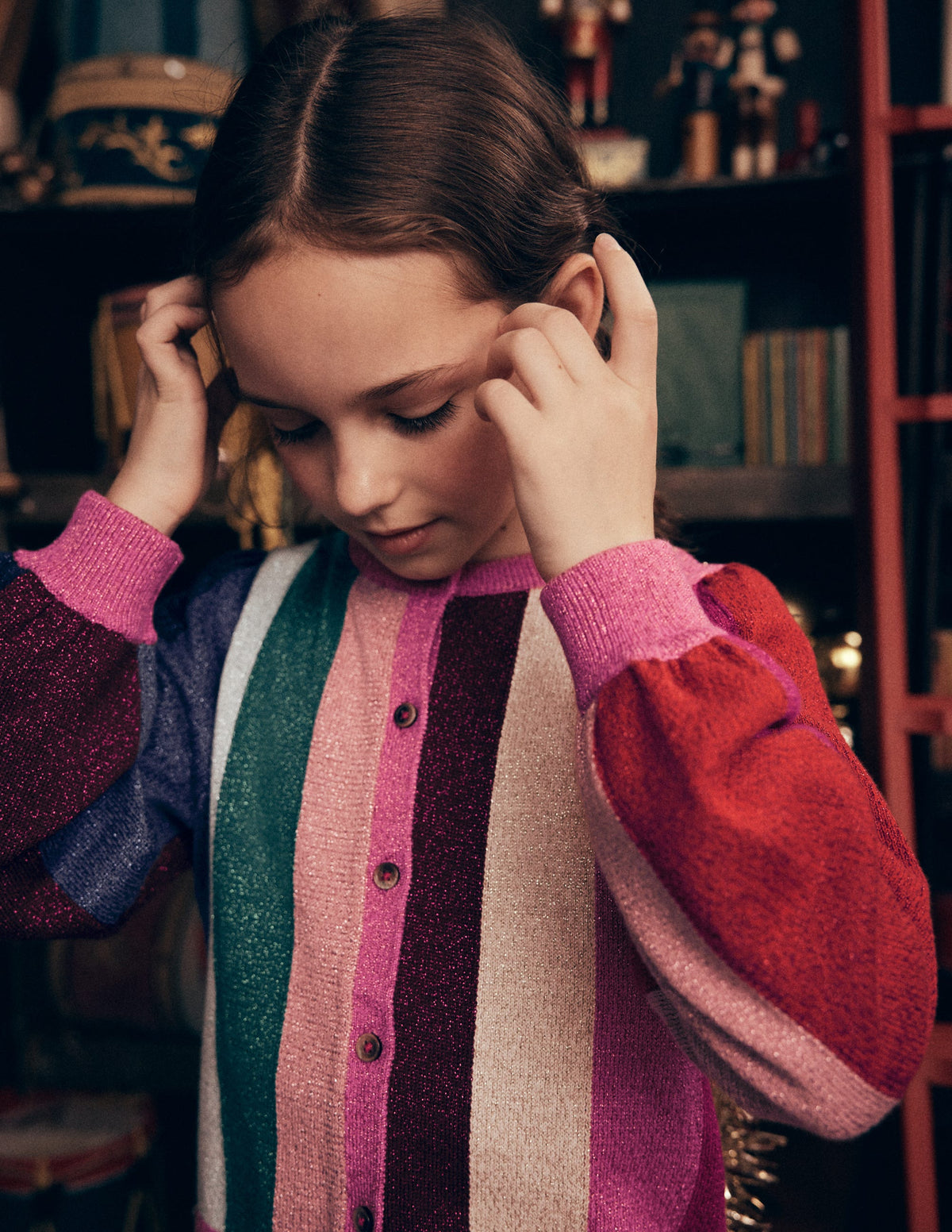 Sparkle Party Cardigan-Rainbow Sparkle Stripe - Image 1
