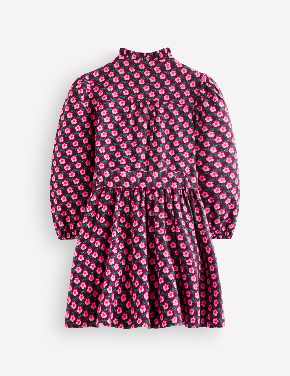 Maude Ruffle Shirt Dress-Pink Pansy Floral-2
