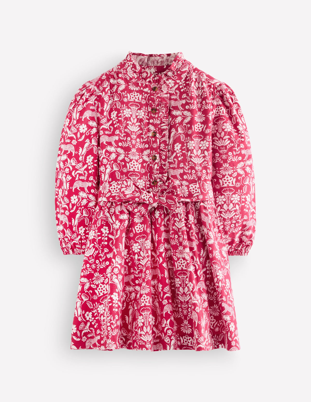 Maude Ruffle Shirt Dress-Pink Jungle Print-1