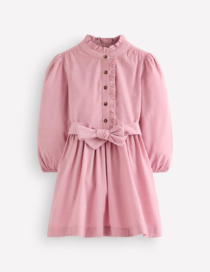 Maude Ruffle Shirt Dress-Vintage Pink Corduroy