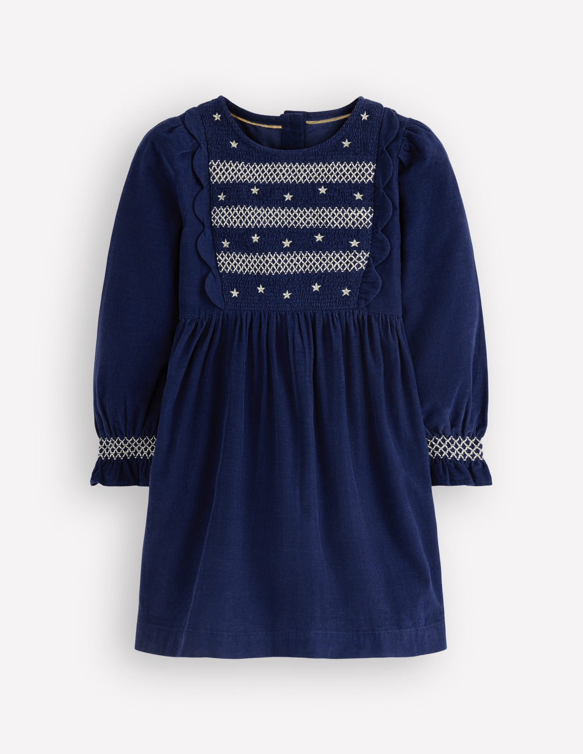 Smocked Corduroy Sparkle Dress-College Navy Stars - Image 1