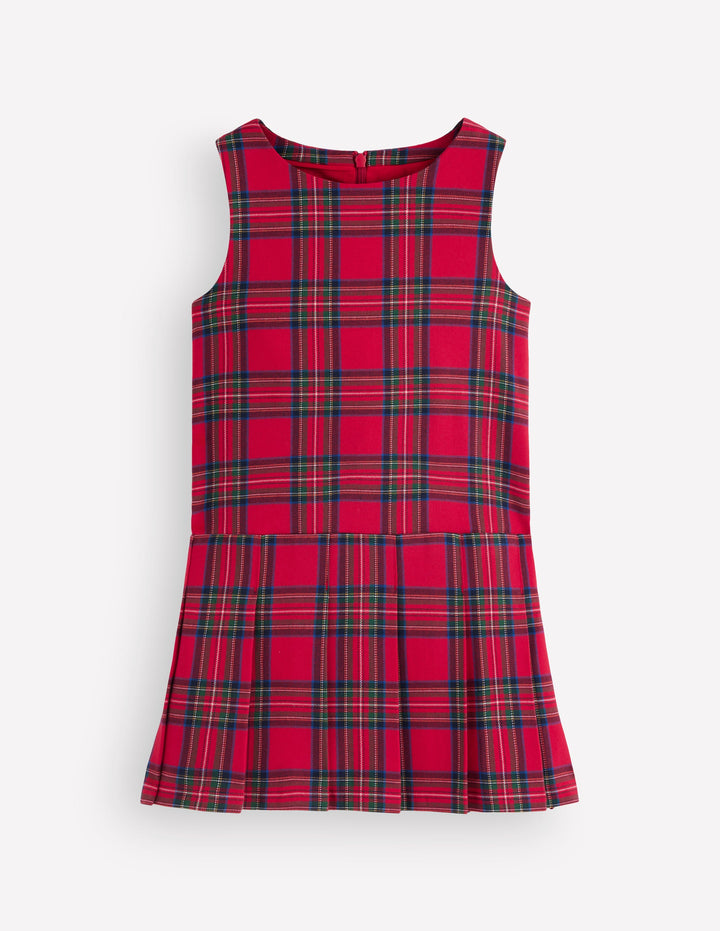 Drop Waist Pinafore-Red Check