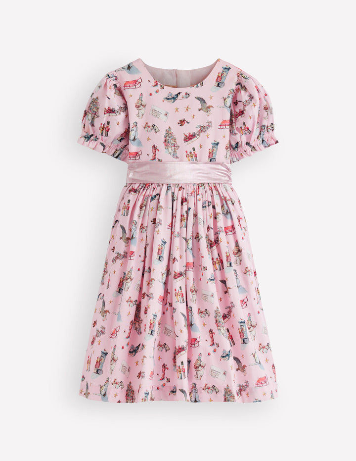 Aubrey Puff Sleeve Party Dress-Polar Post Print