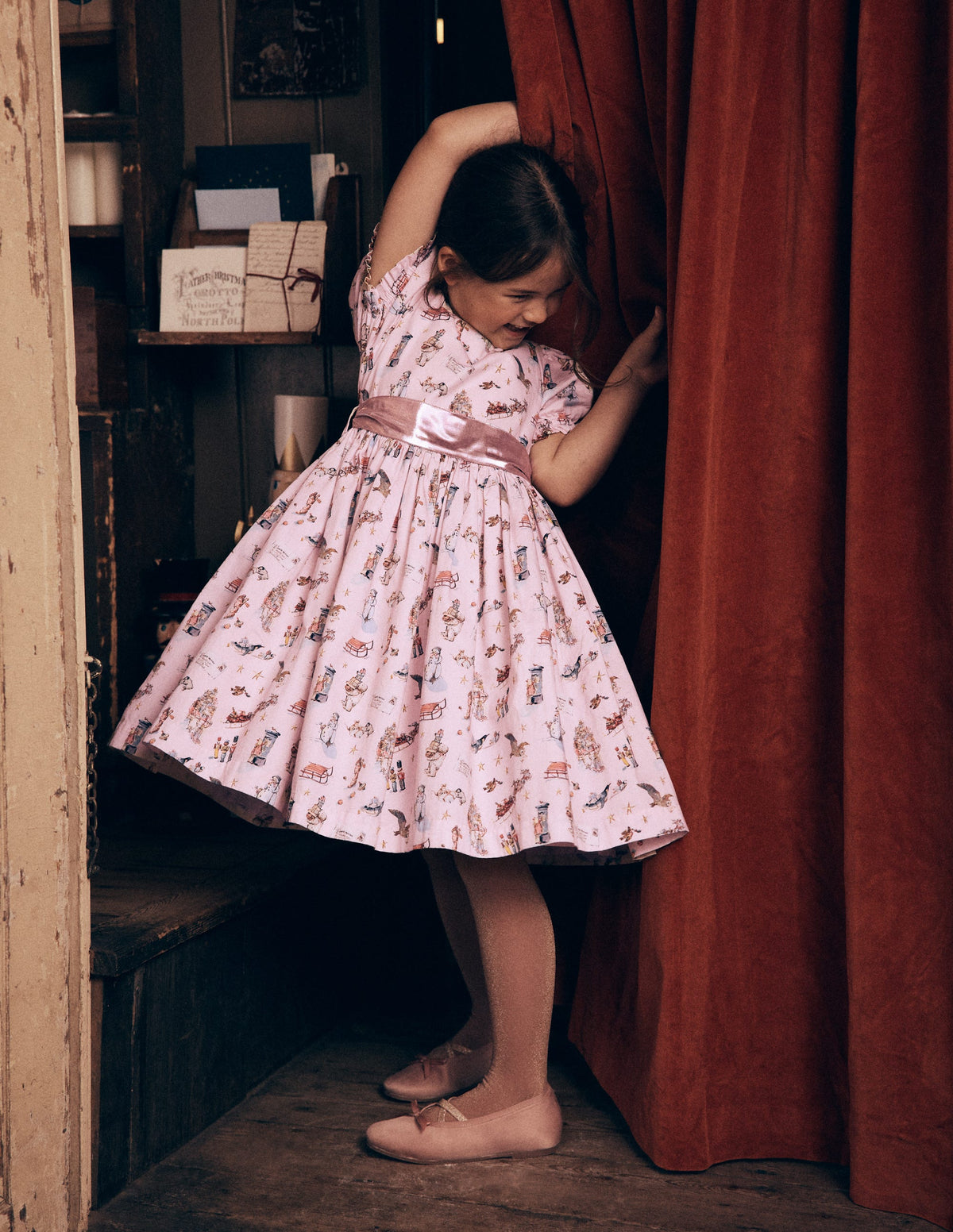 Aubrey Puff Sleeve Party Dress-Polar Post Print - Image 1