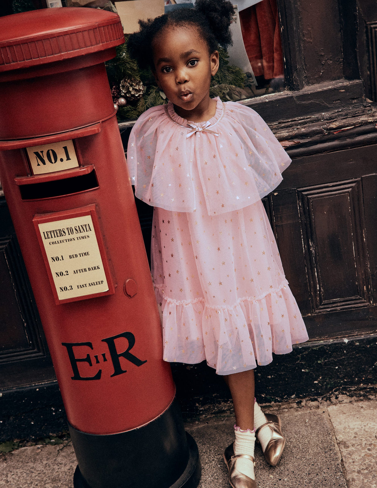 Tulle Cape Dress-Light Pink Stars-1
