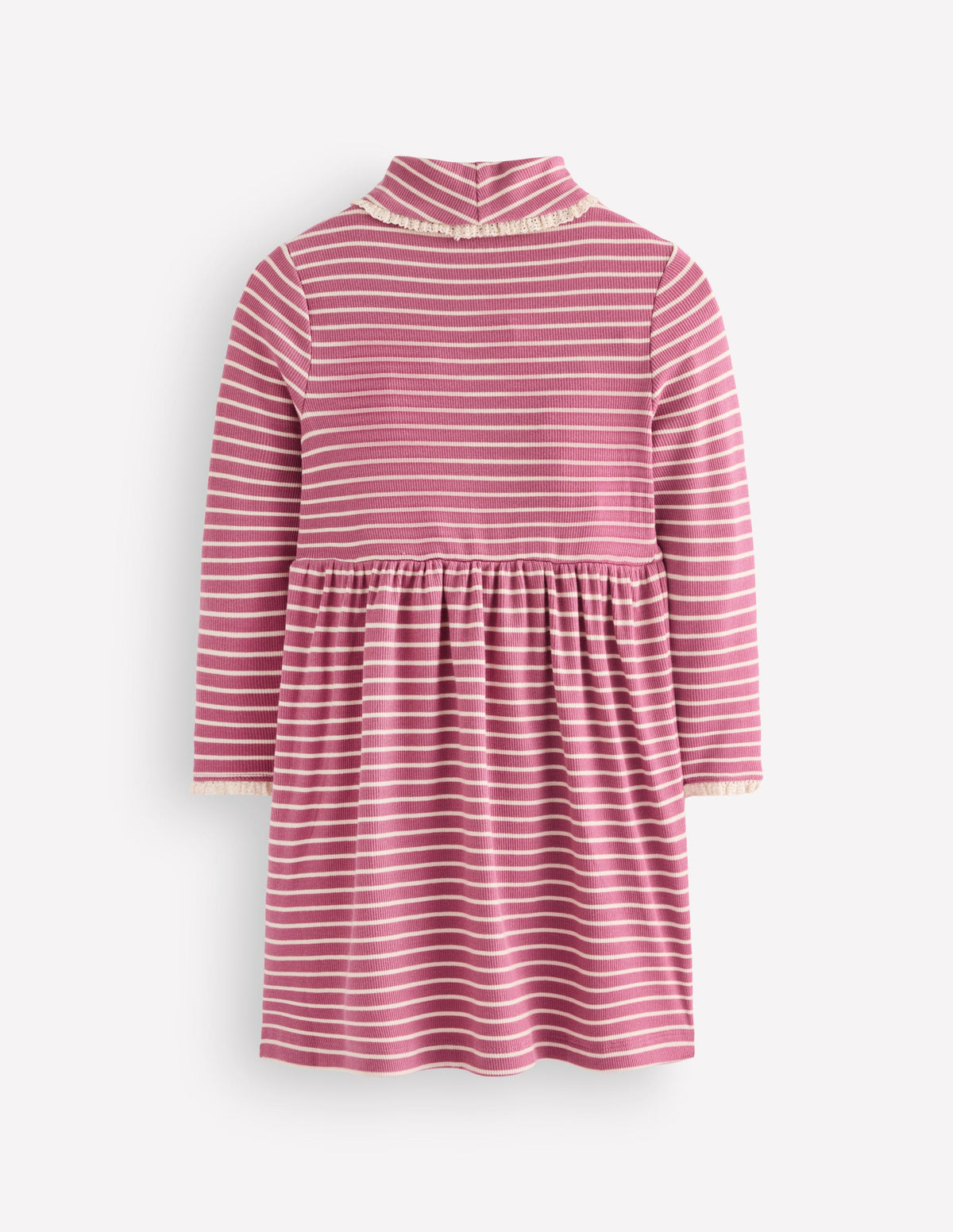 High Neck Ribbed Dress-Pink Stripe-2