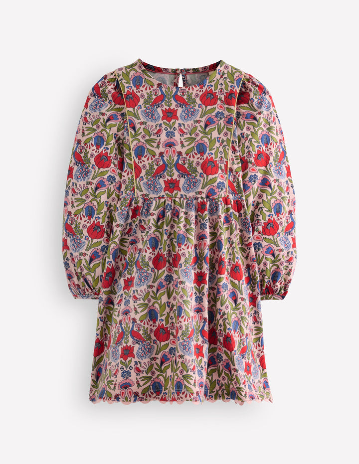 Mabel Twirly Sparkle Dress-Peacock Floral Print