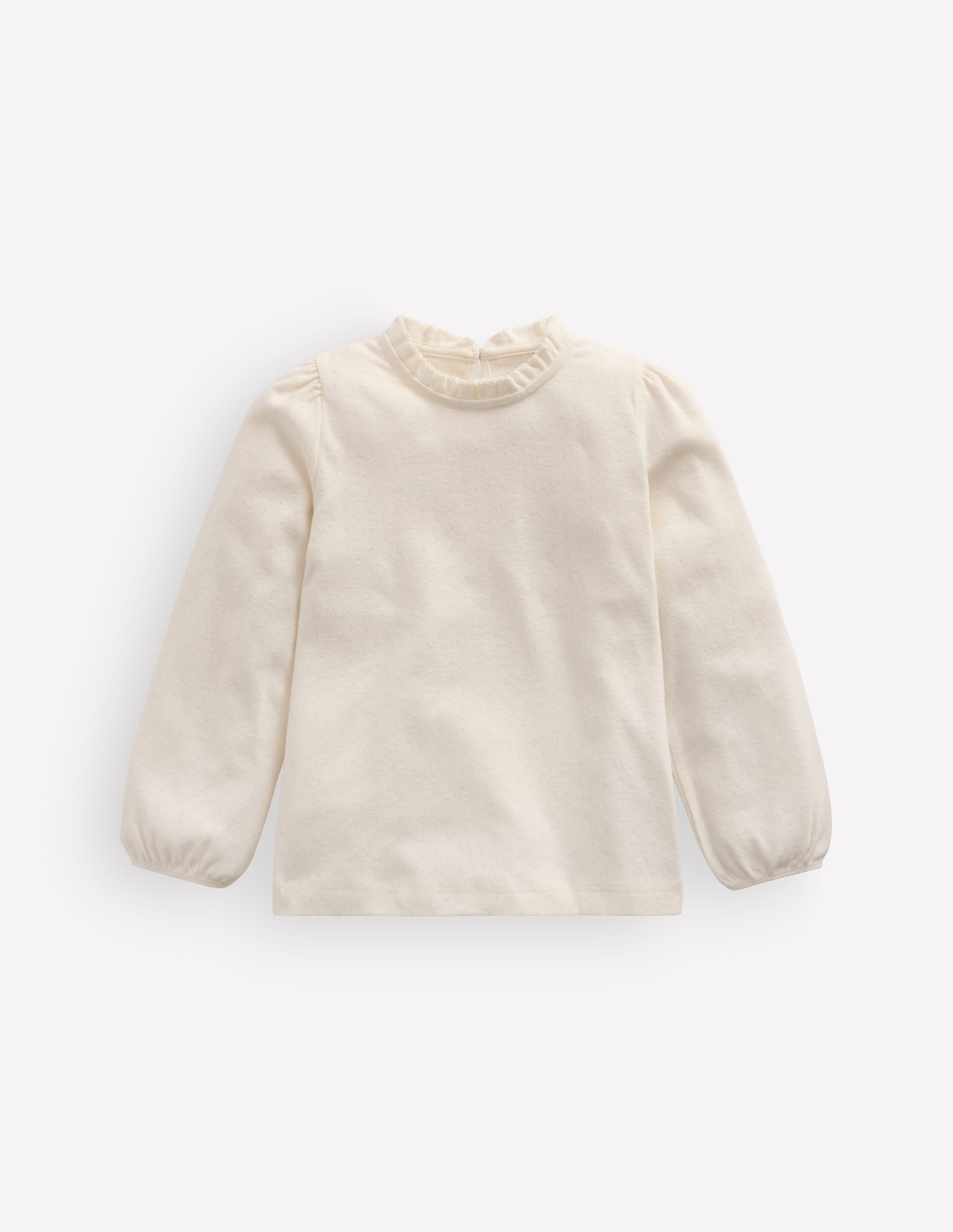 Frill Pointelle LS Top-Ivory - Image 1