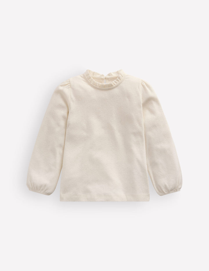 Frill Pointelle LS Top-Ivory