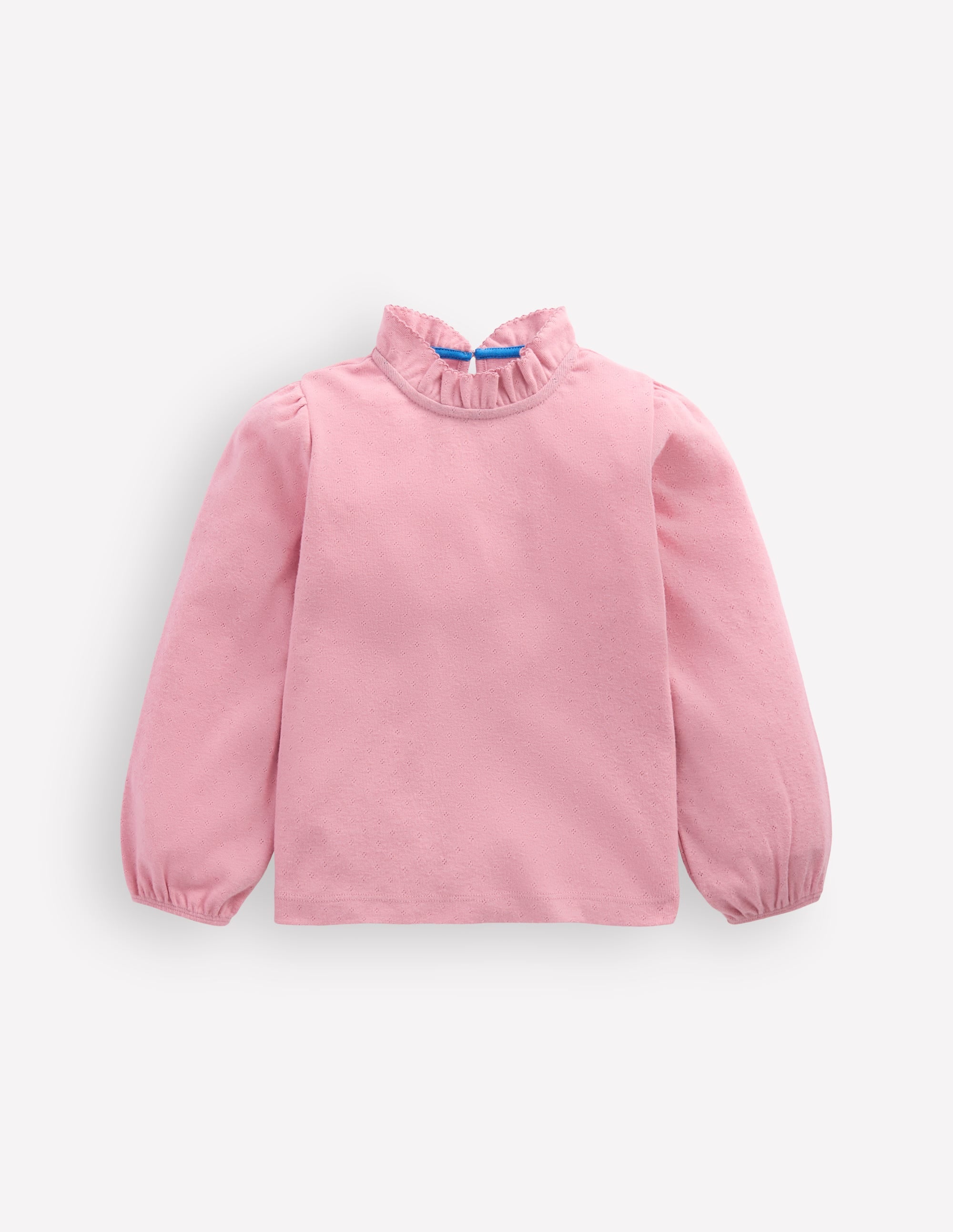 Frill Pointelle LS Top-Pink - Image 1