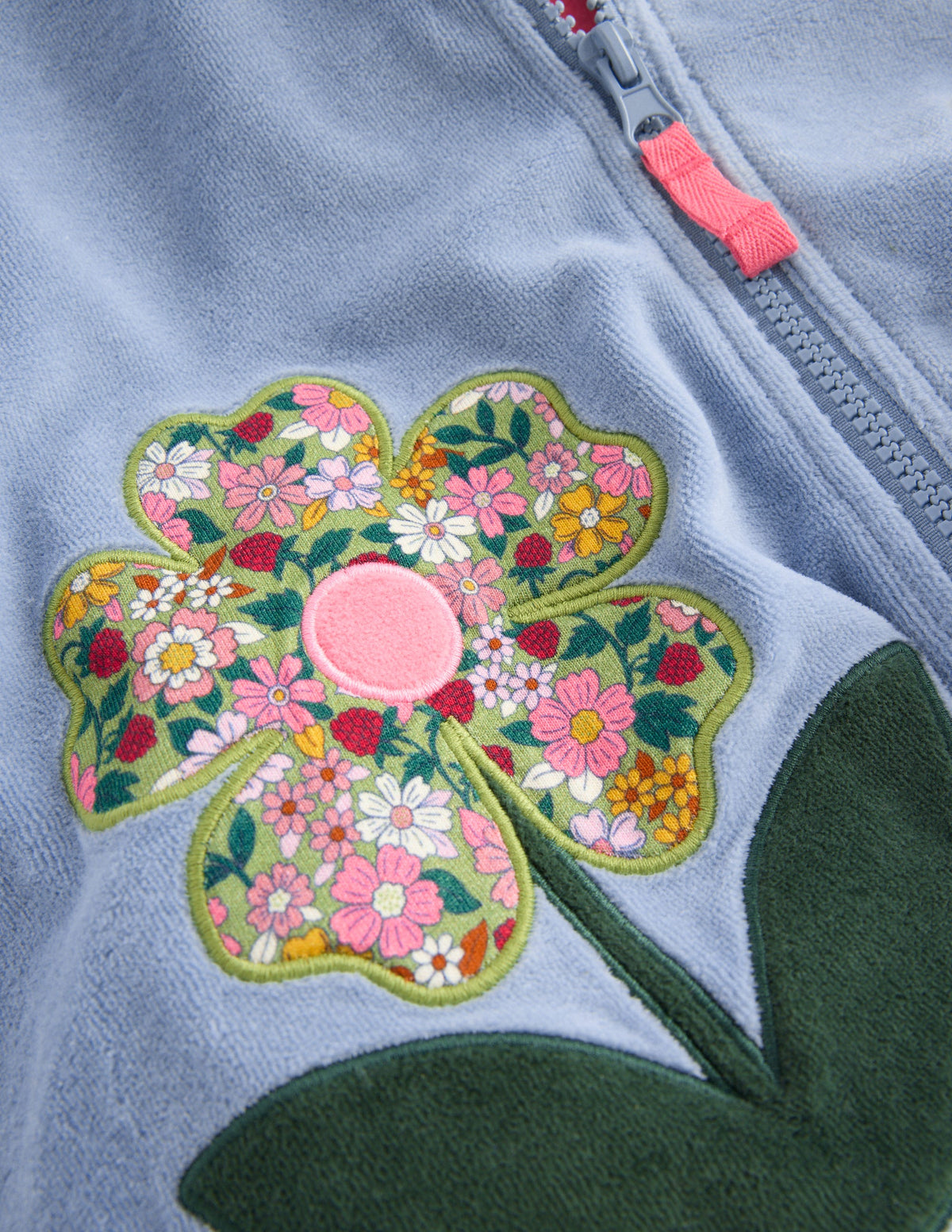 Velour Cosy Zip-through-Blue Flowers - Image 3