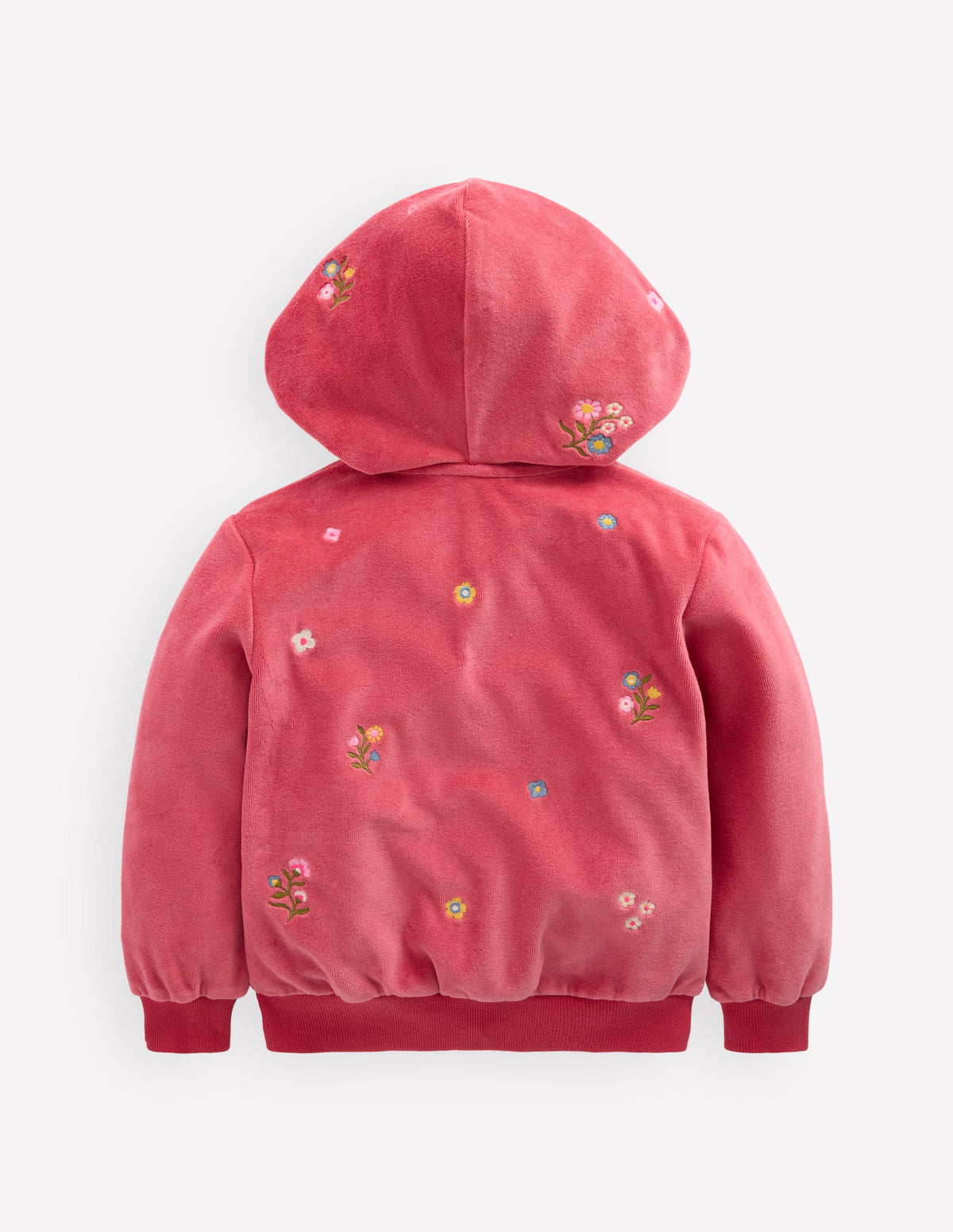 Velour Cosy Zip-through-Pink Floral Embroidery - Image 2