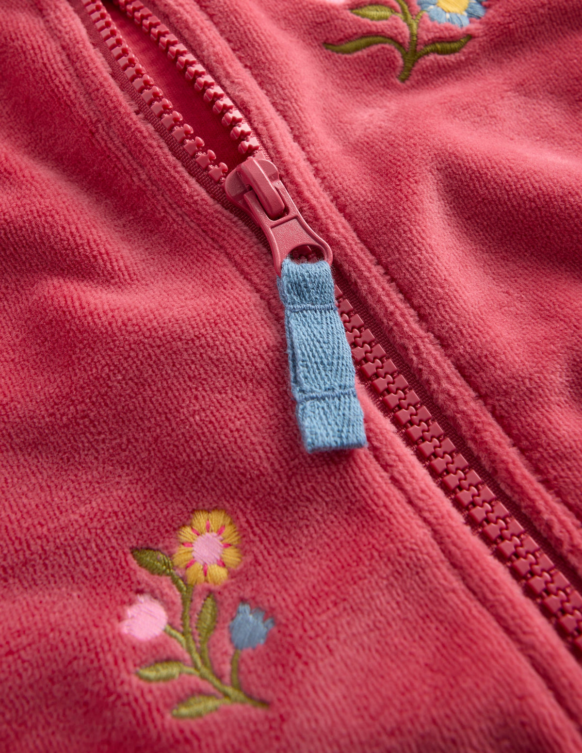 Velour Cosy Zip-through-Pink Floral Embroidery-3