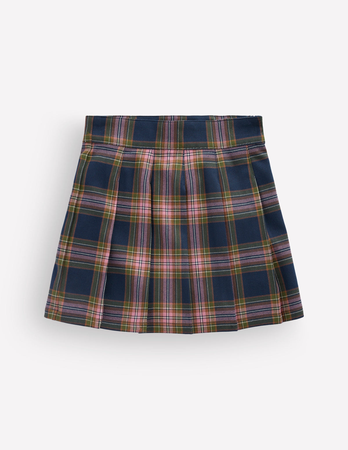Pleated Mini Skirt-Navy Check-2
