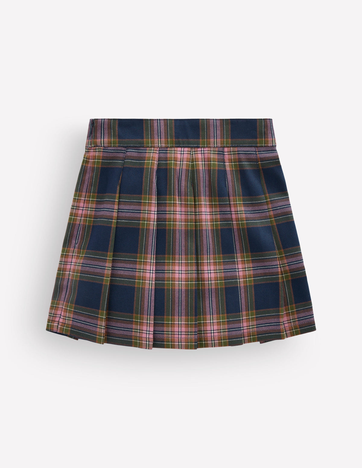 Pleated Mini Skirt-Navy Check-3