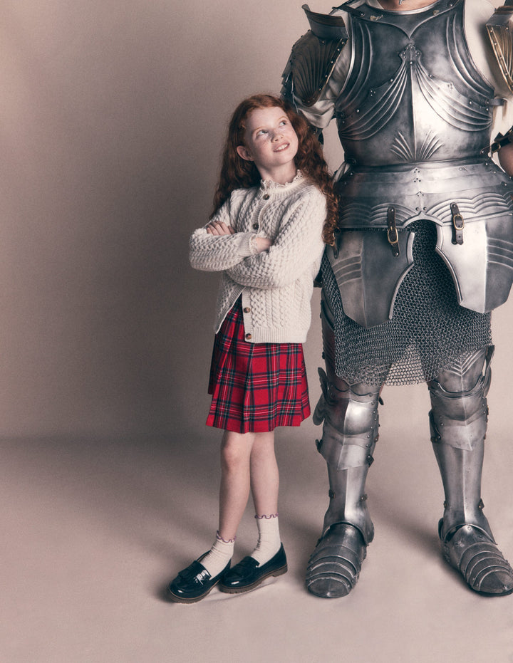 Pleated Mini Skirt-Red Check