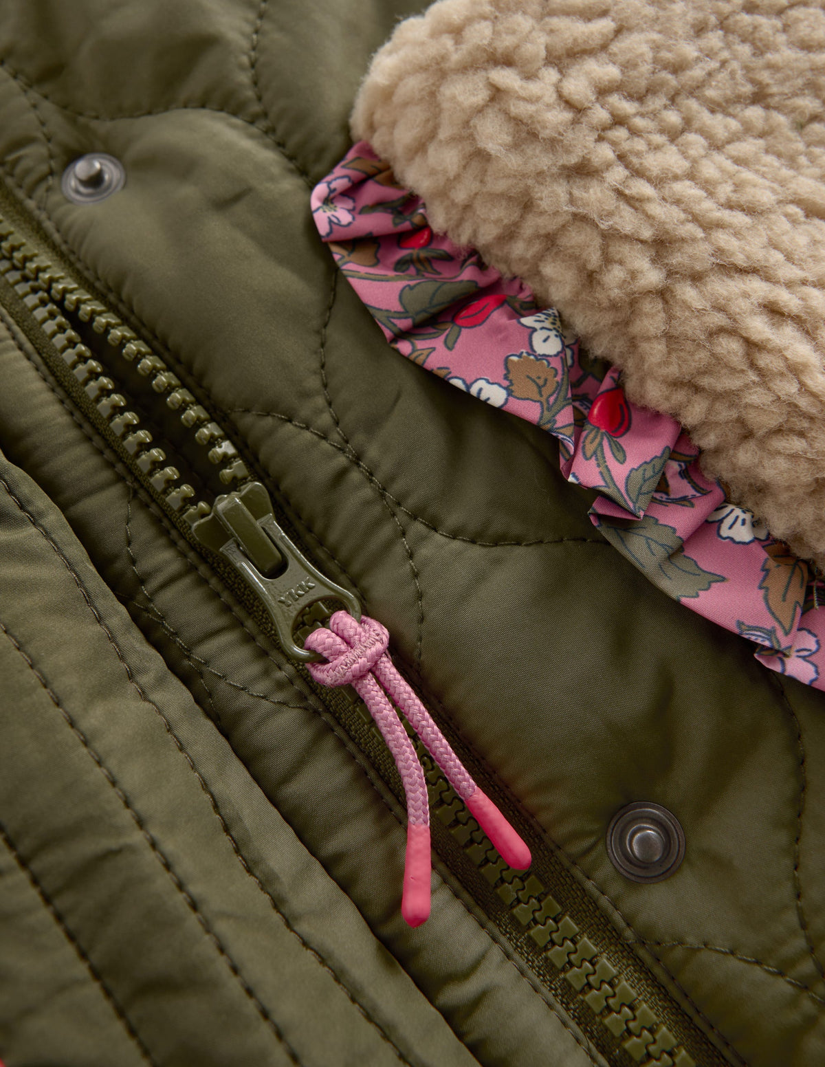 Long line Borg Collar Jacket-Woodland Green-3