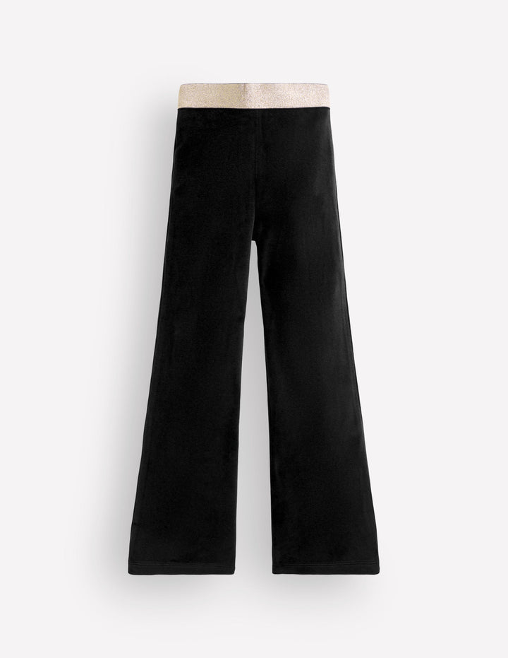 Velvet Flared Leggings-Black