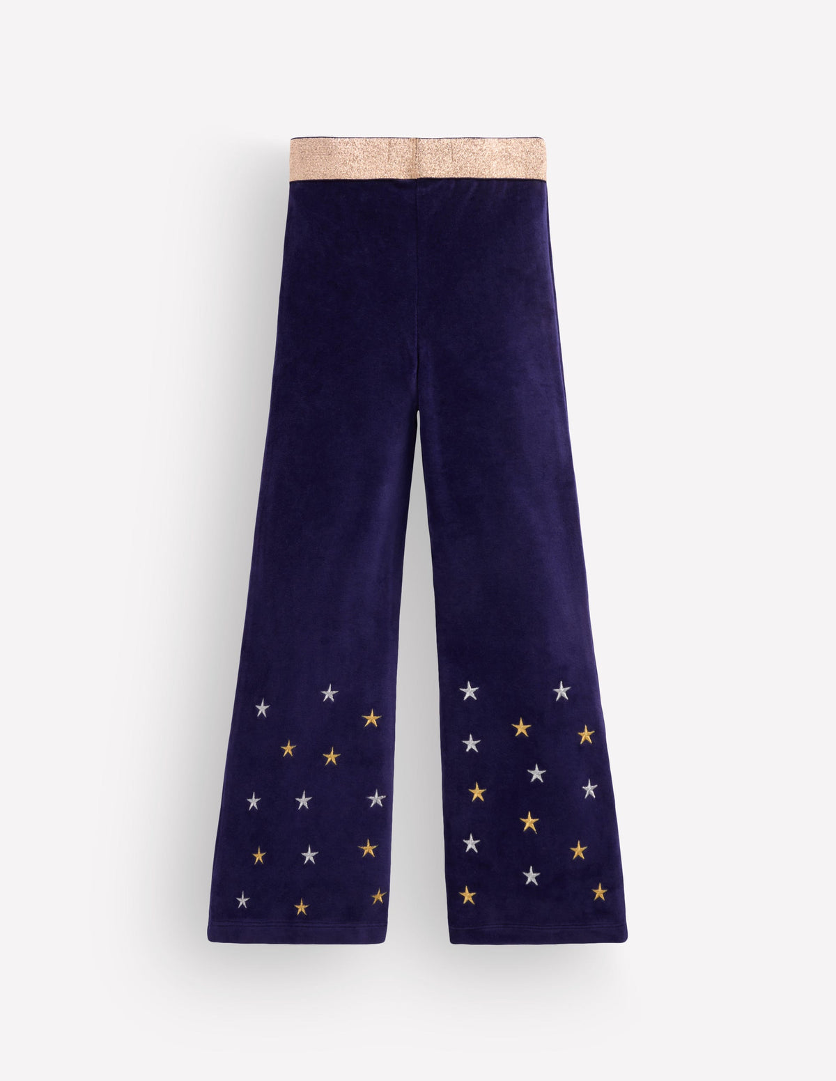 Velvet Flared Leggings-Navy Embroidered Stars - Image 2