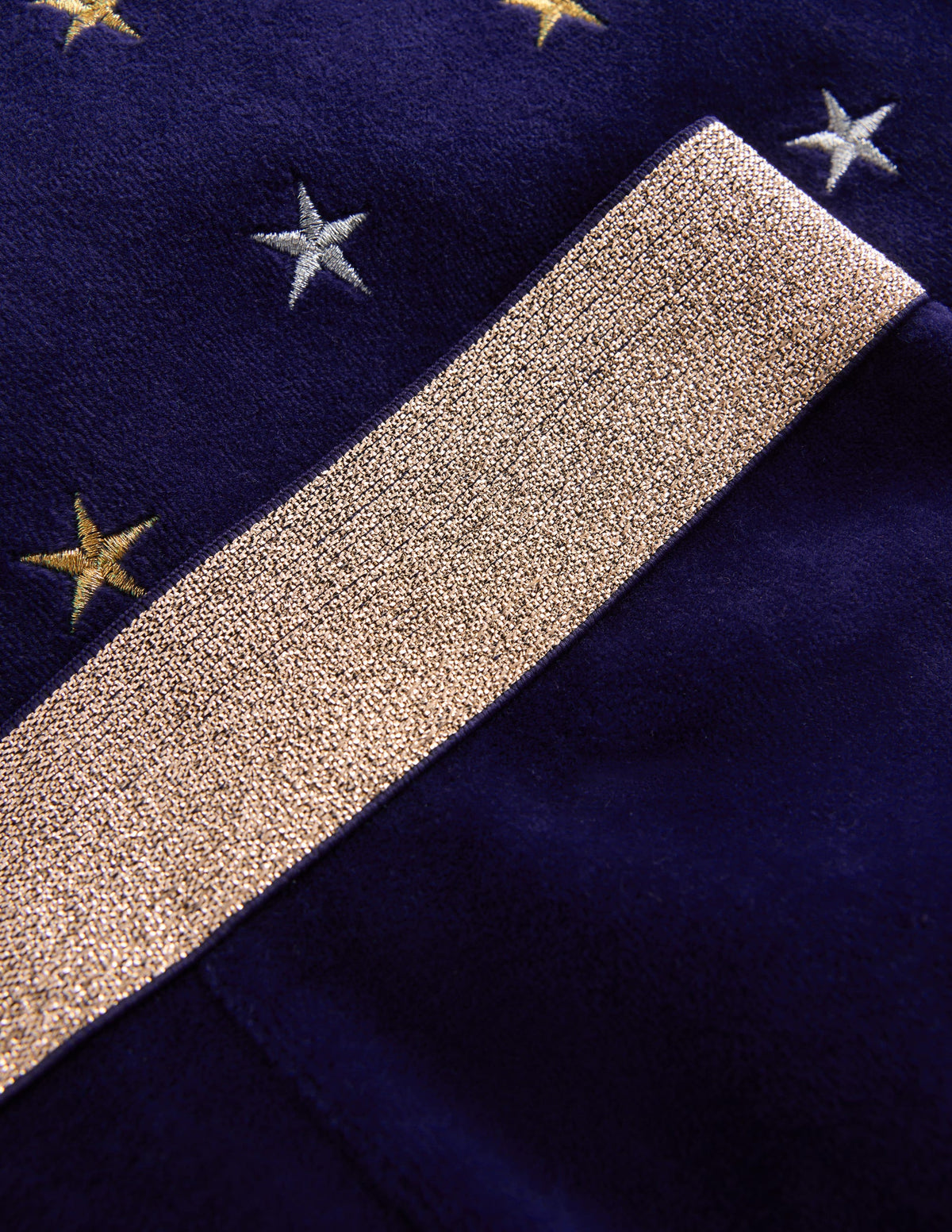 Velvet Flared Leggings-Navy Embroidered Stars - Image 3