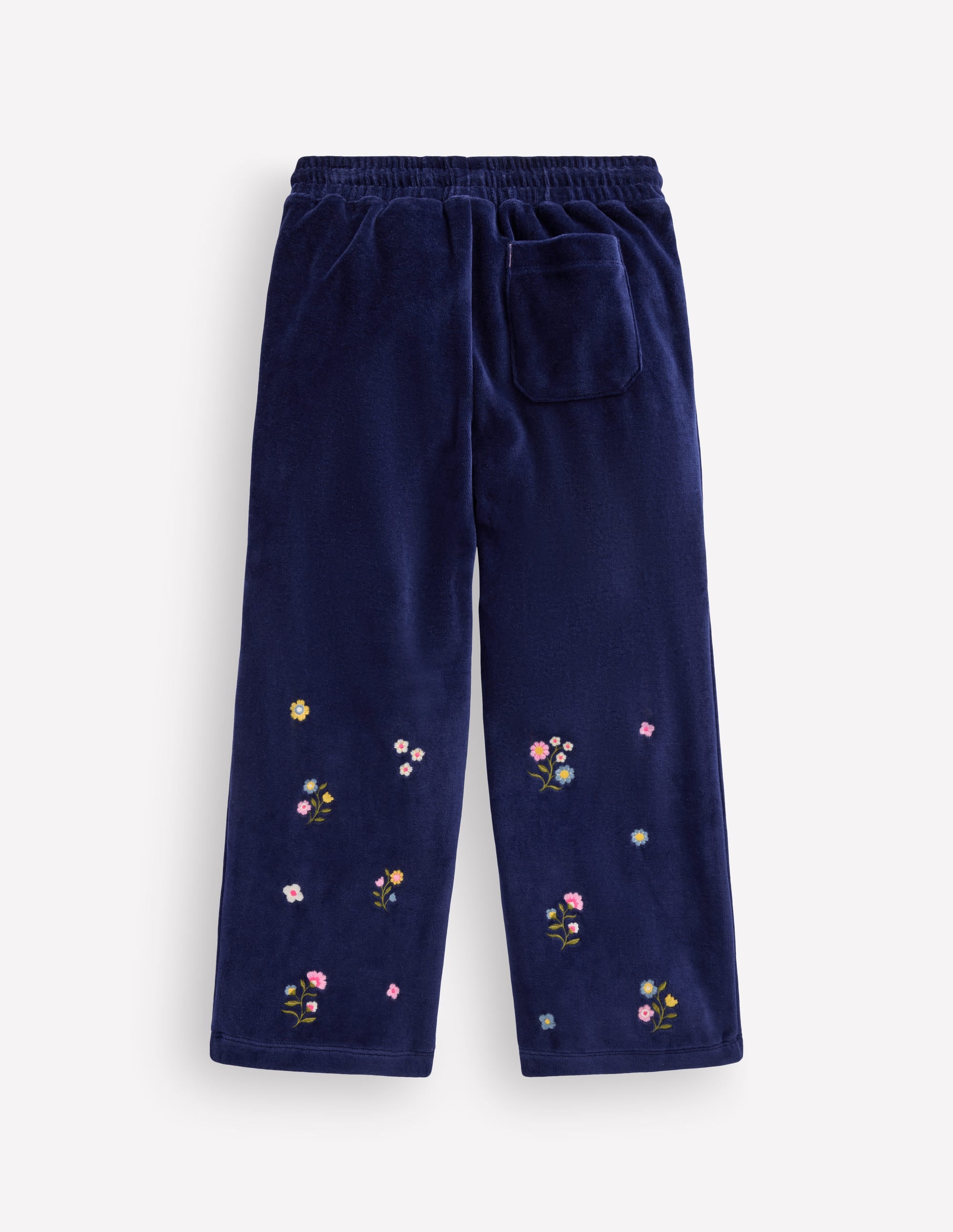 Velour Wide Leg Sweatpants - Navy Embroidery | Boden USA