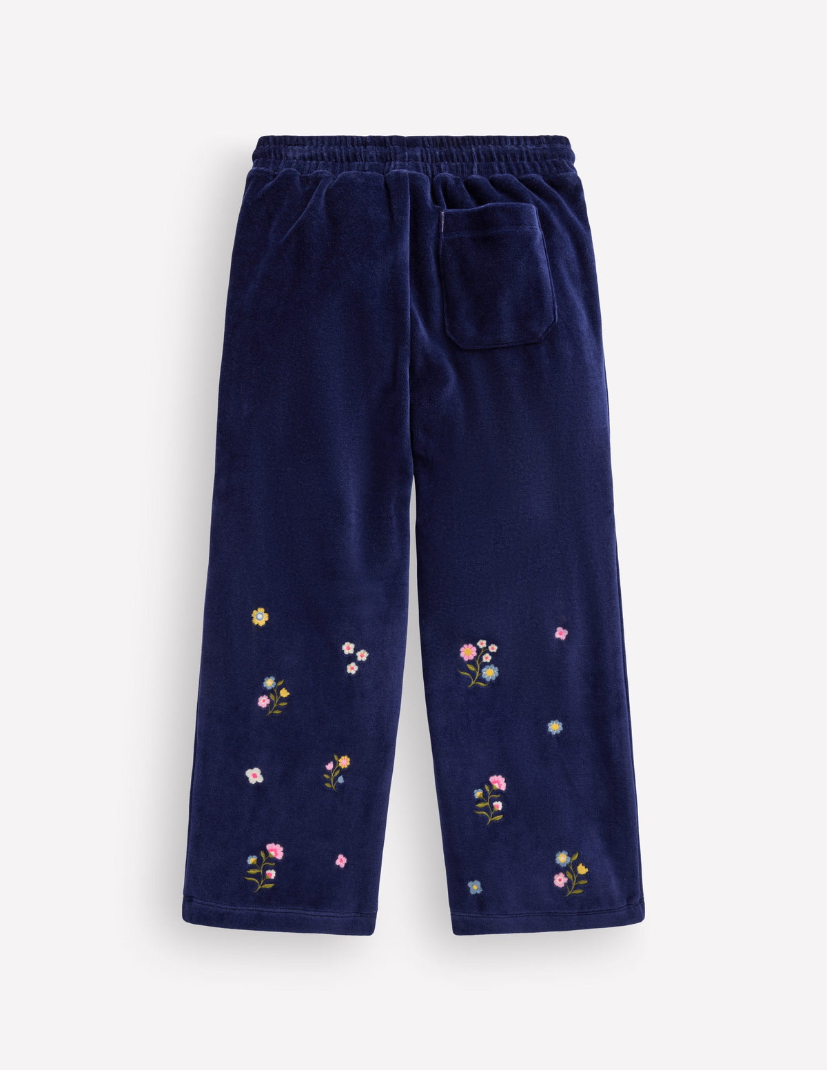 Velour Wide Leg Sweatpants-Navy Embroidery - Image 3