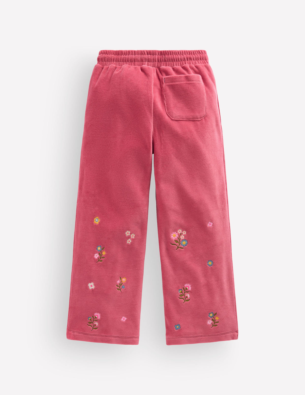 Velour Wide Leg Sweatpants-Pink Embroidery-2