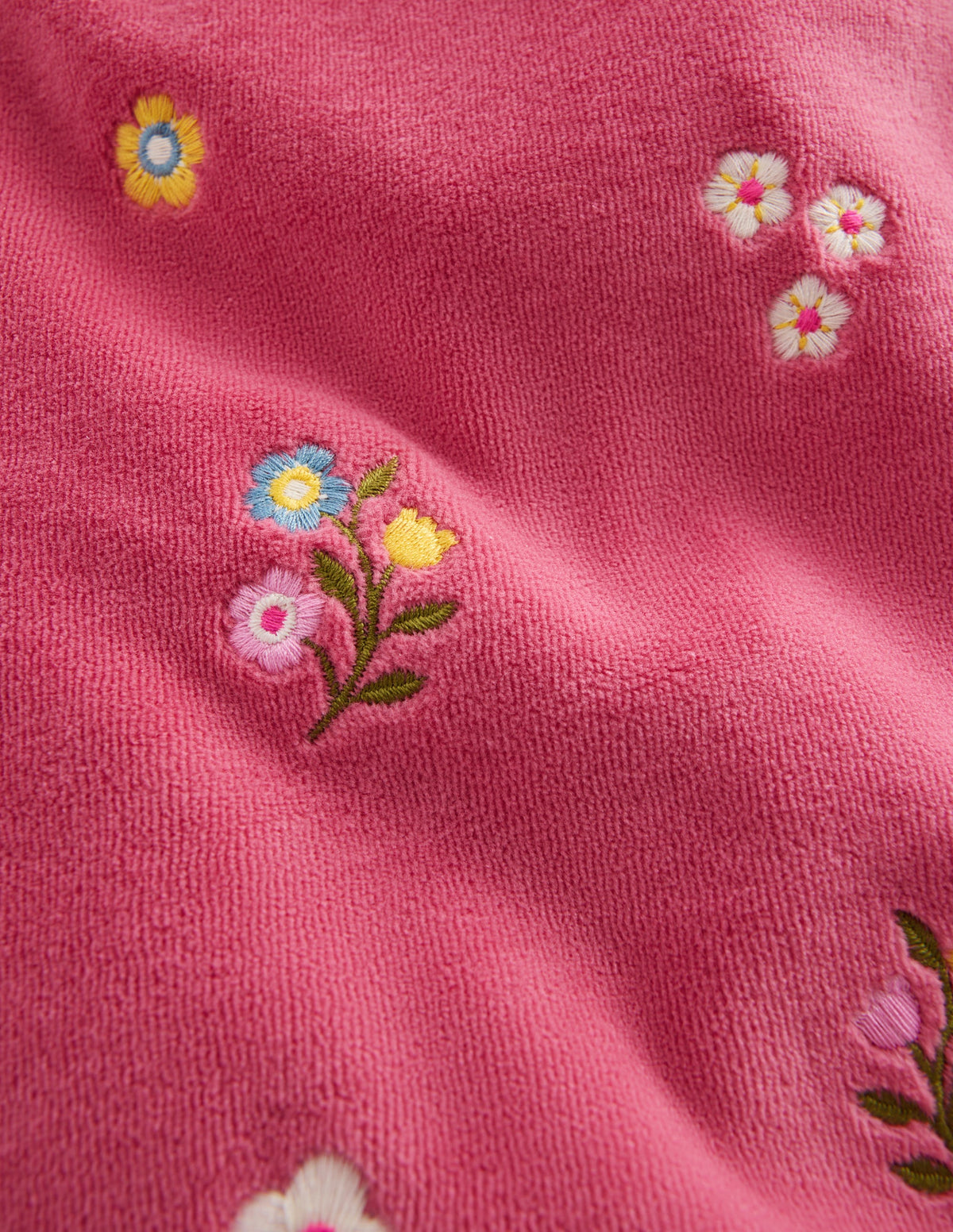 Velour Wide Leg Sweatpants-Pink Embroidery-3