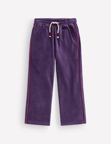 Velour Wide Leg Sweatpants-Mystic Purple