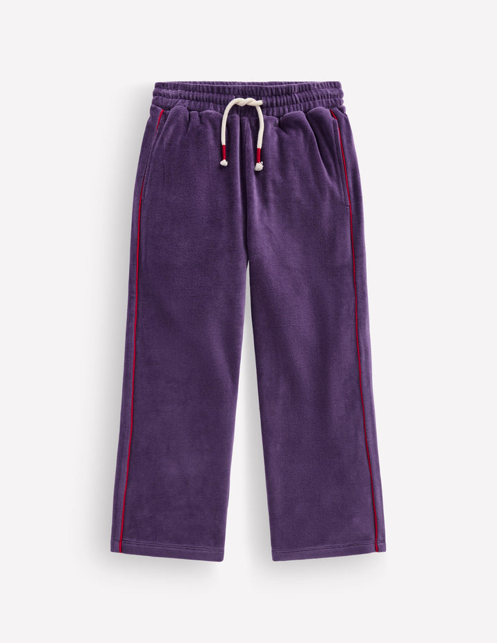 Velour Wide Leg Sweatpants-Mystic Purple