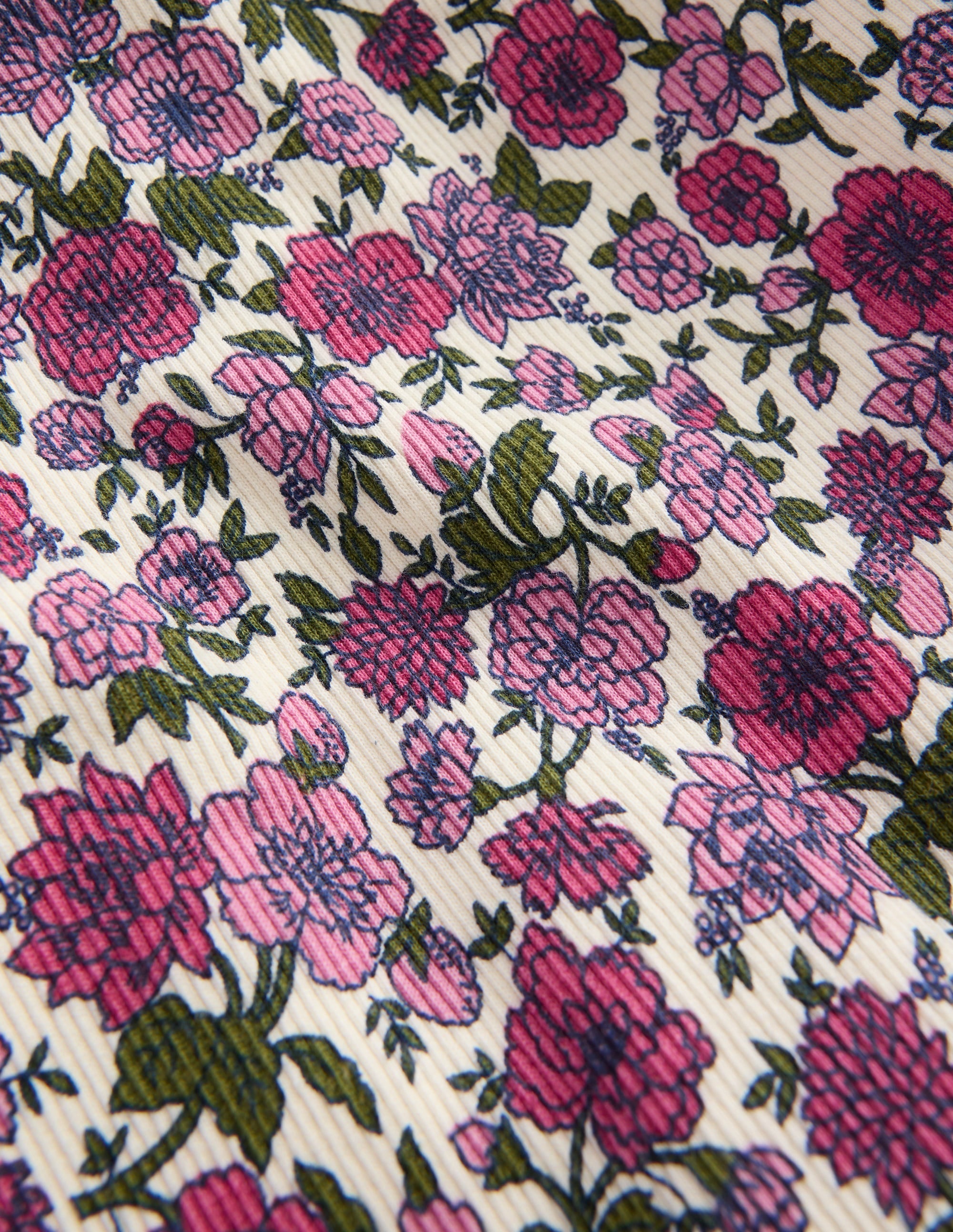 Lace Trim Roll Neck Top - Ivory/Pink Floral | Boden USA