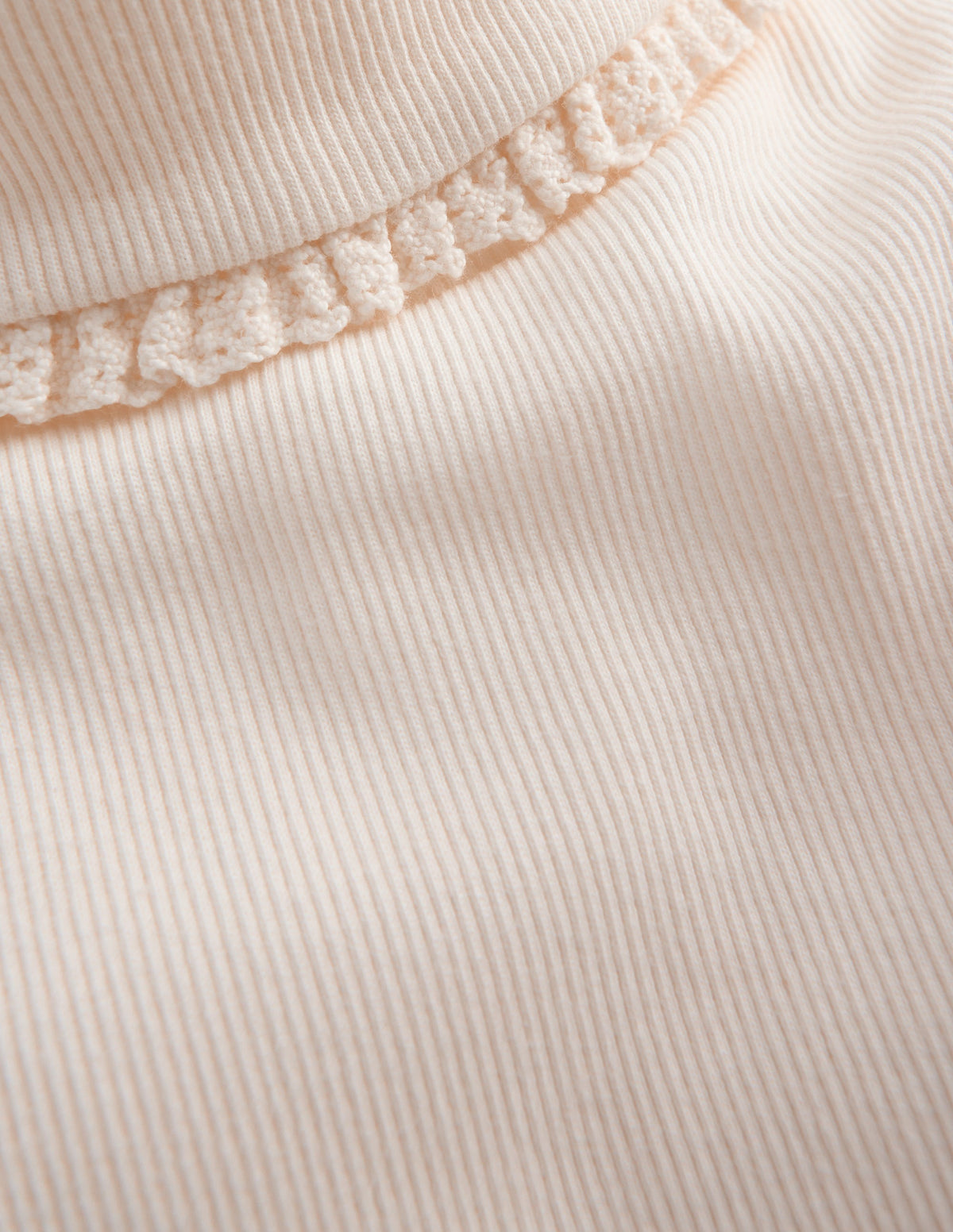 Lace Trim Roll Neck Top-Ivory - Image 2