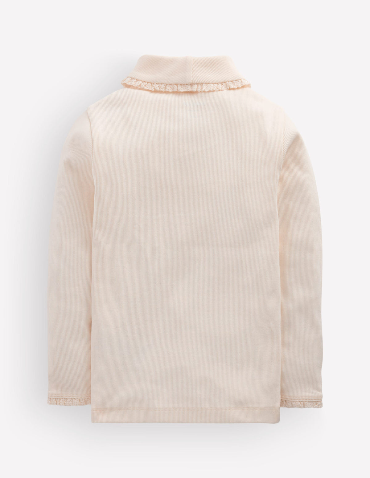 Lace Trim Roll Neck Top-Ivory-3