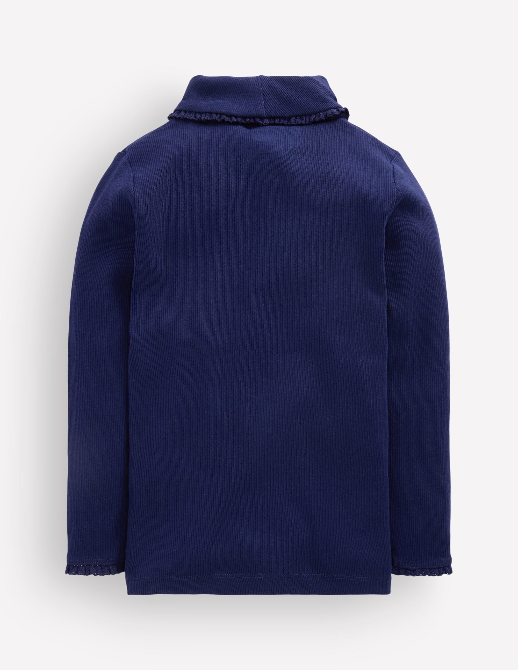 Lace Trim Roll Neck Top - Navy | Boden USA