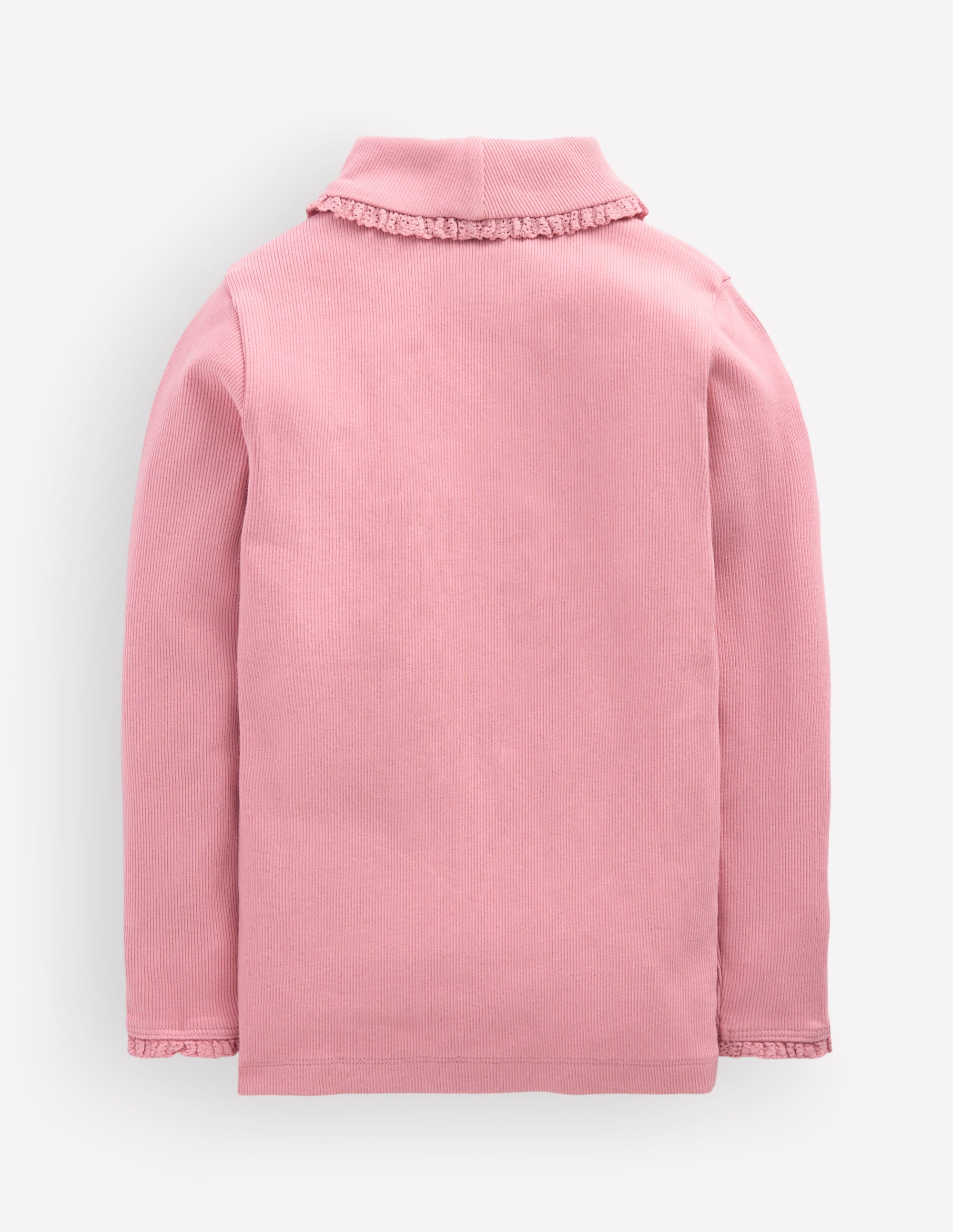 Lace Trim Roll Neck Top - Vintage Pink | Boden USA