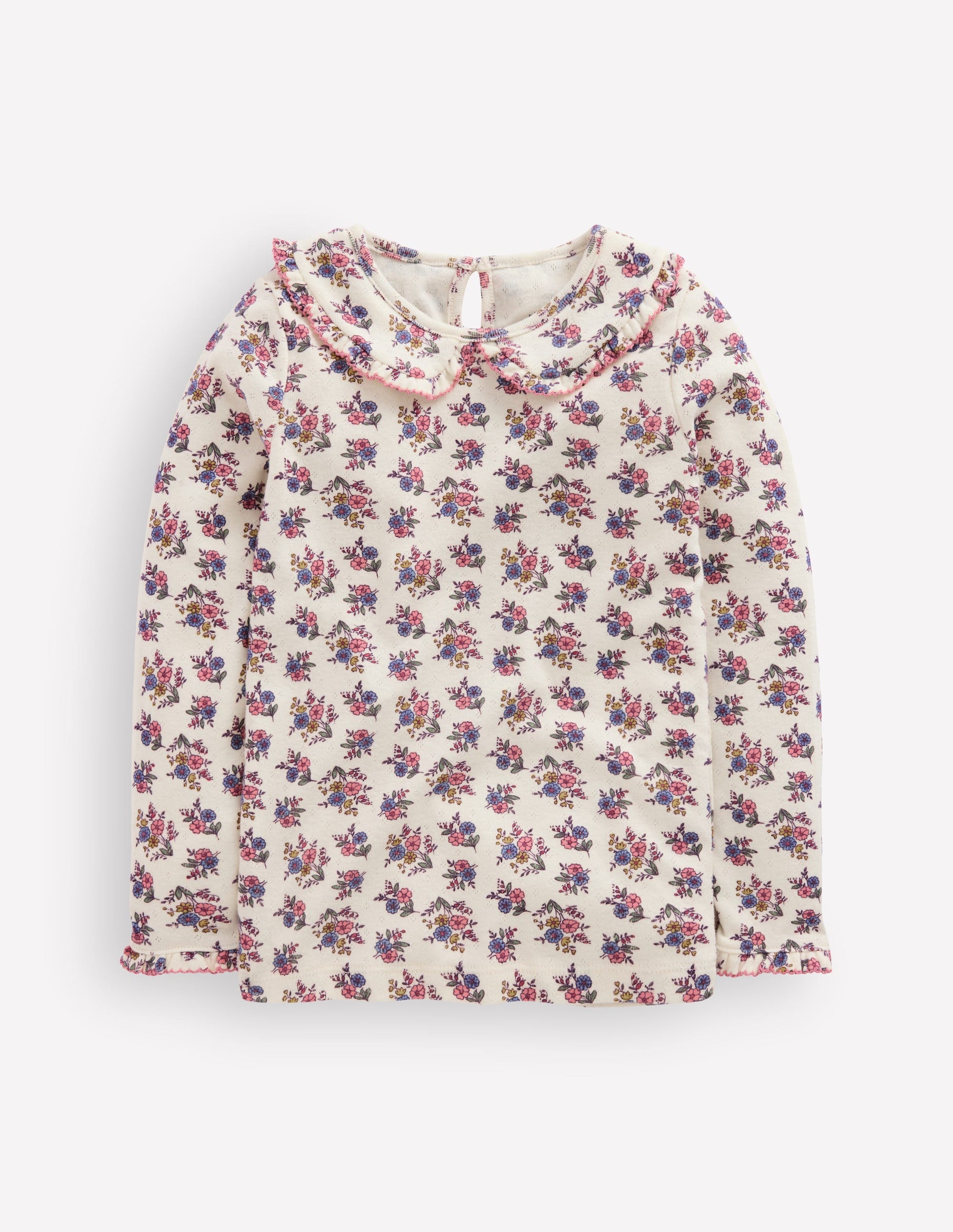 Collared Pointelle Top-Papyrus Sprouting Garden-3