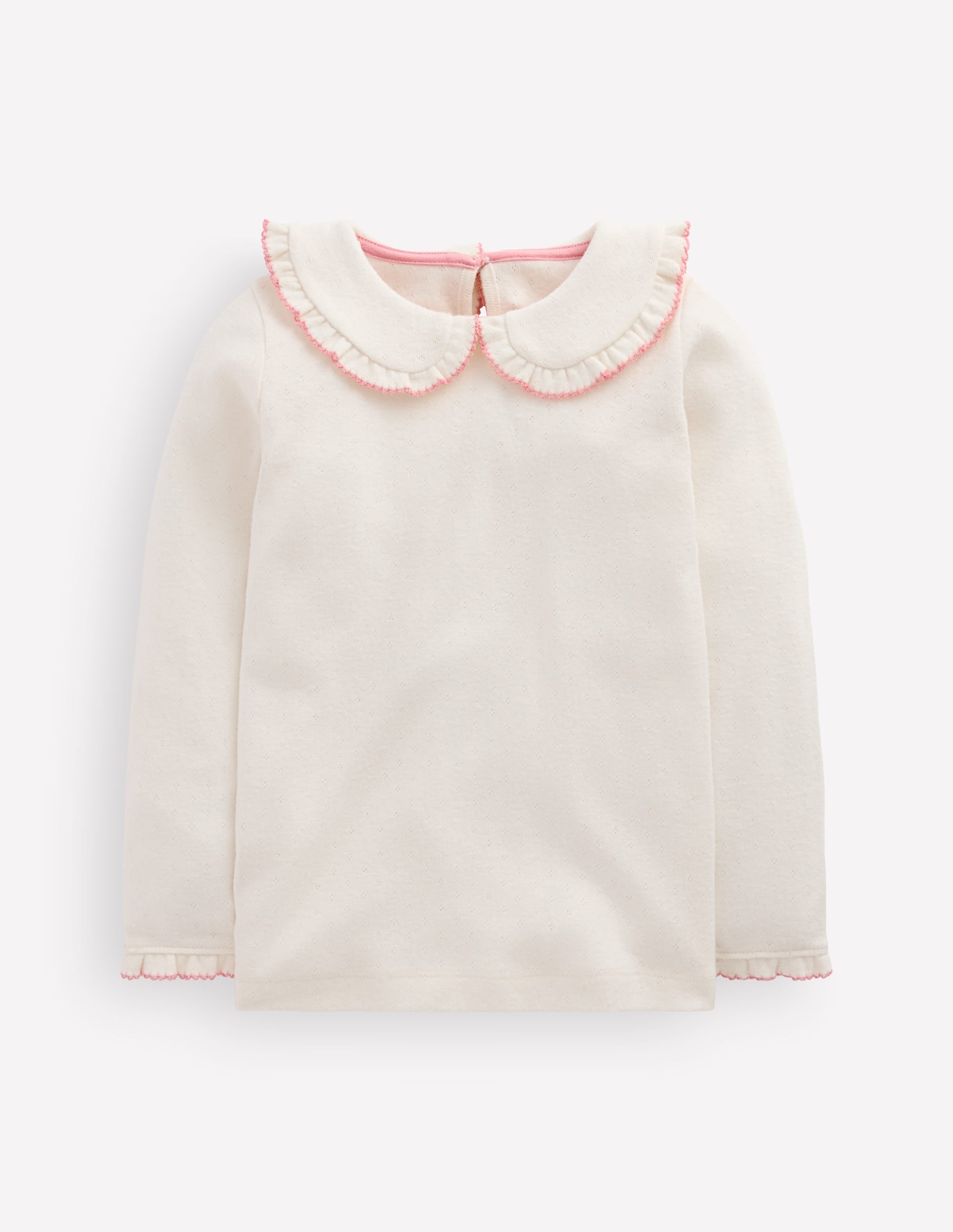 Collared Pointelle Top-Ivory - Image 3