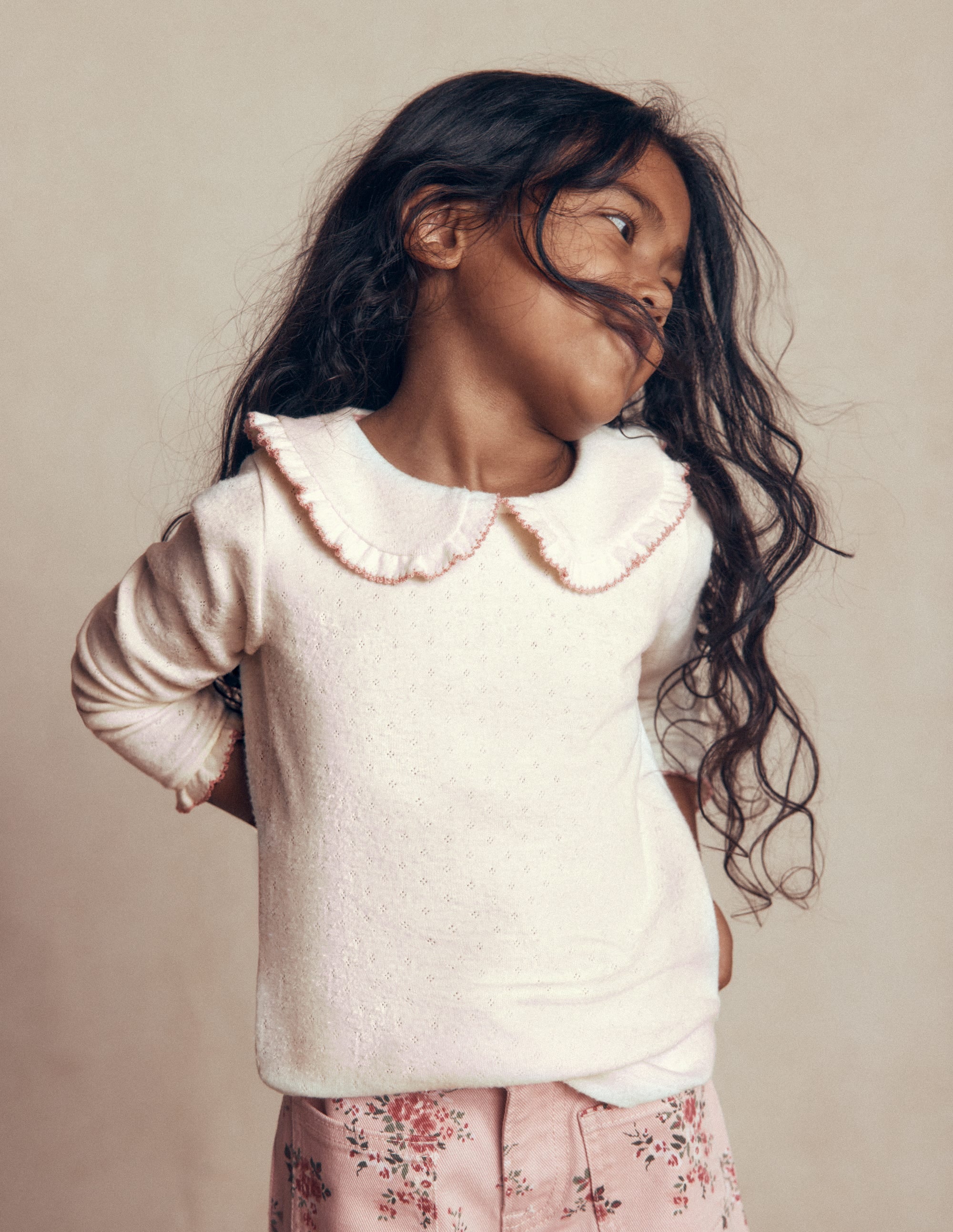 Collared Pointelle Top-Ivory - Image 2
