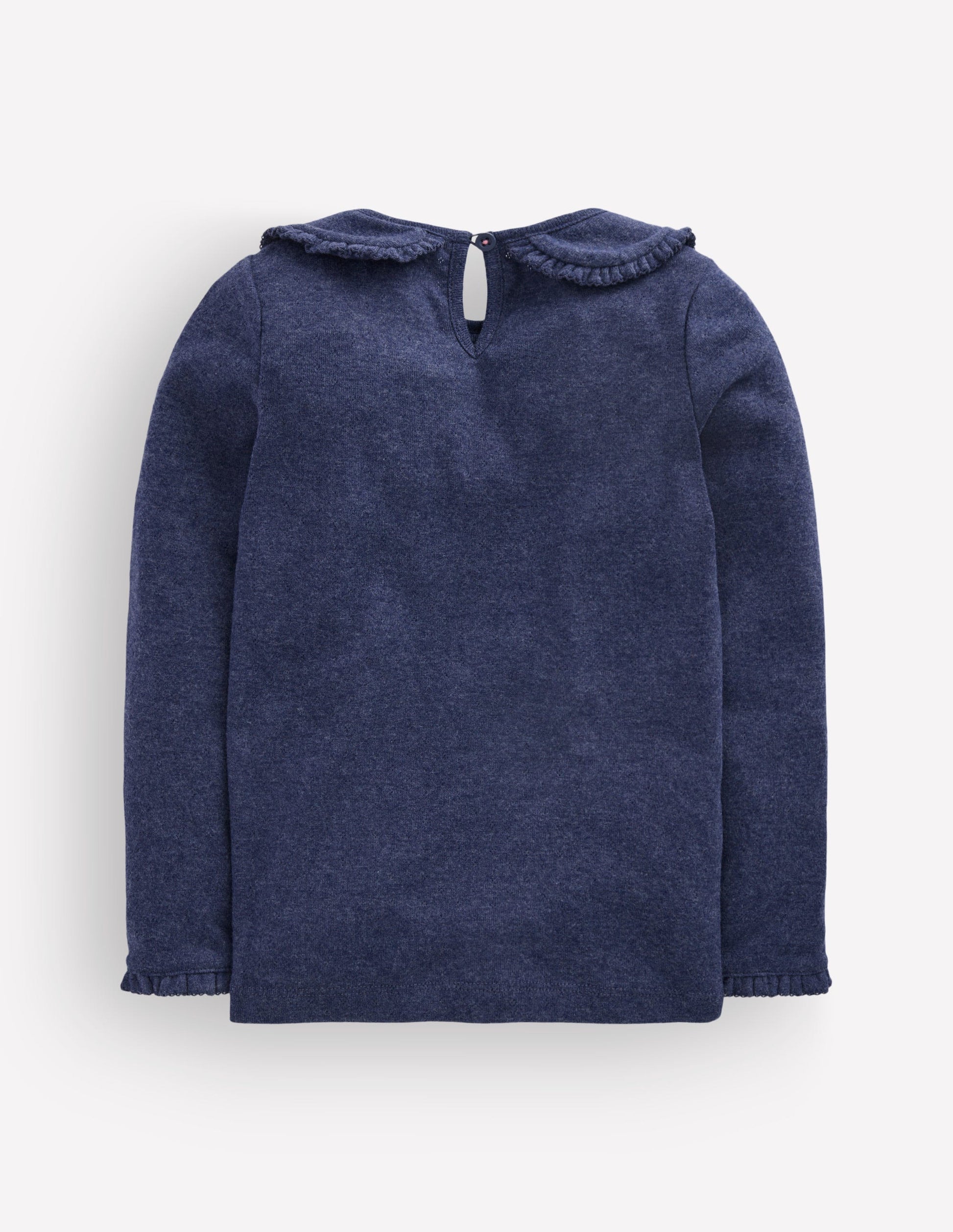 Collared Pointelle Top-Navy-4
