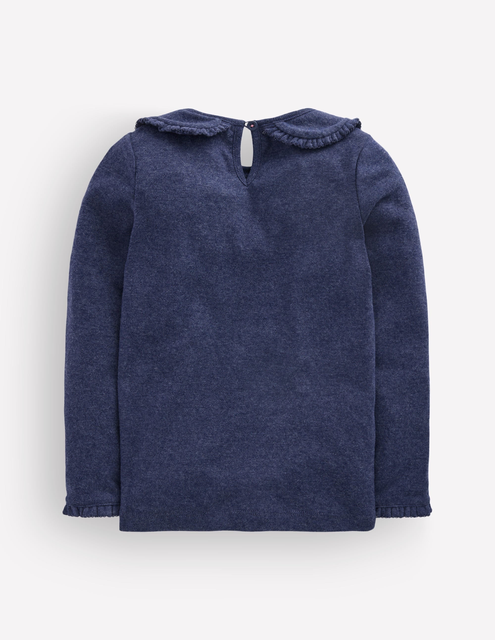 Collared Pointelle Top-Navy - Image 4