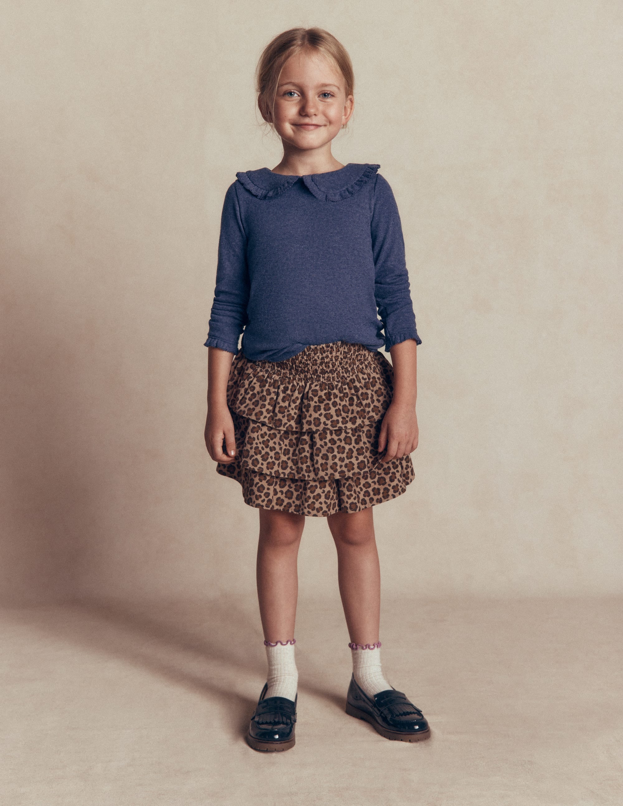 Collared Pointelle Top-Navy - Image 1