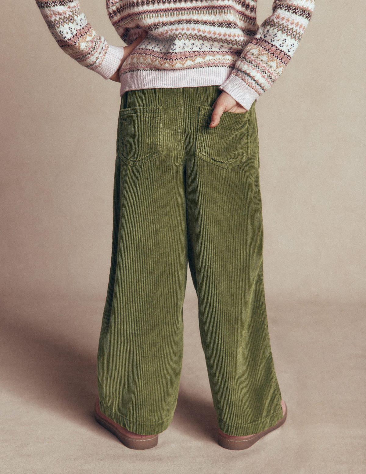 Draw Cord Trousers-Olive Cord - Image 2