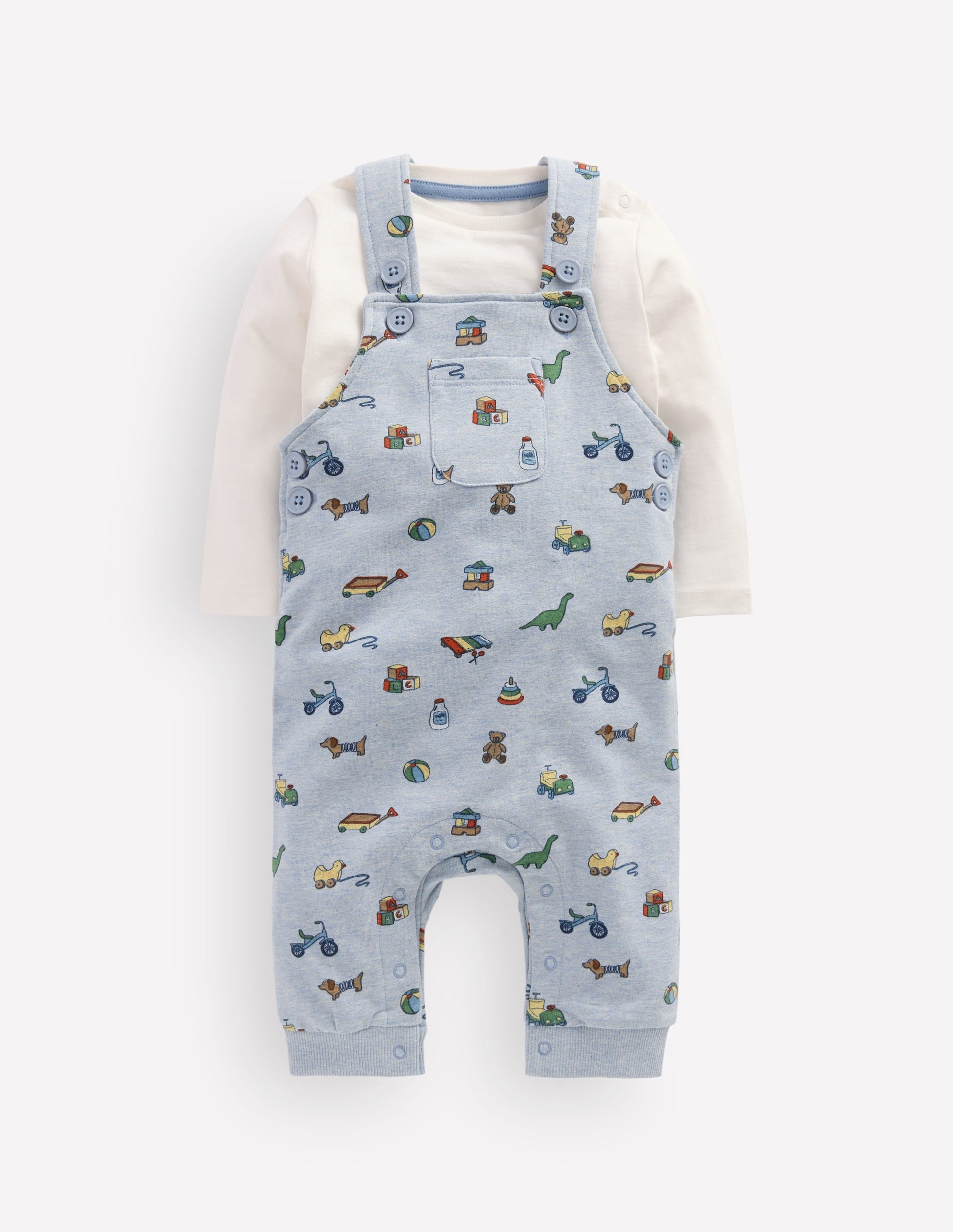 Jersey Overalls Set-Blue Marl Playroom Print-1