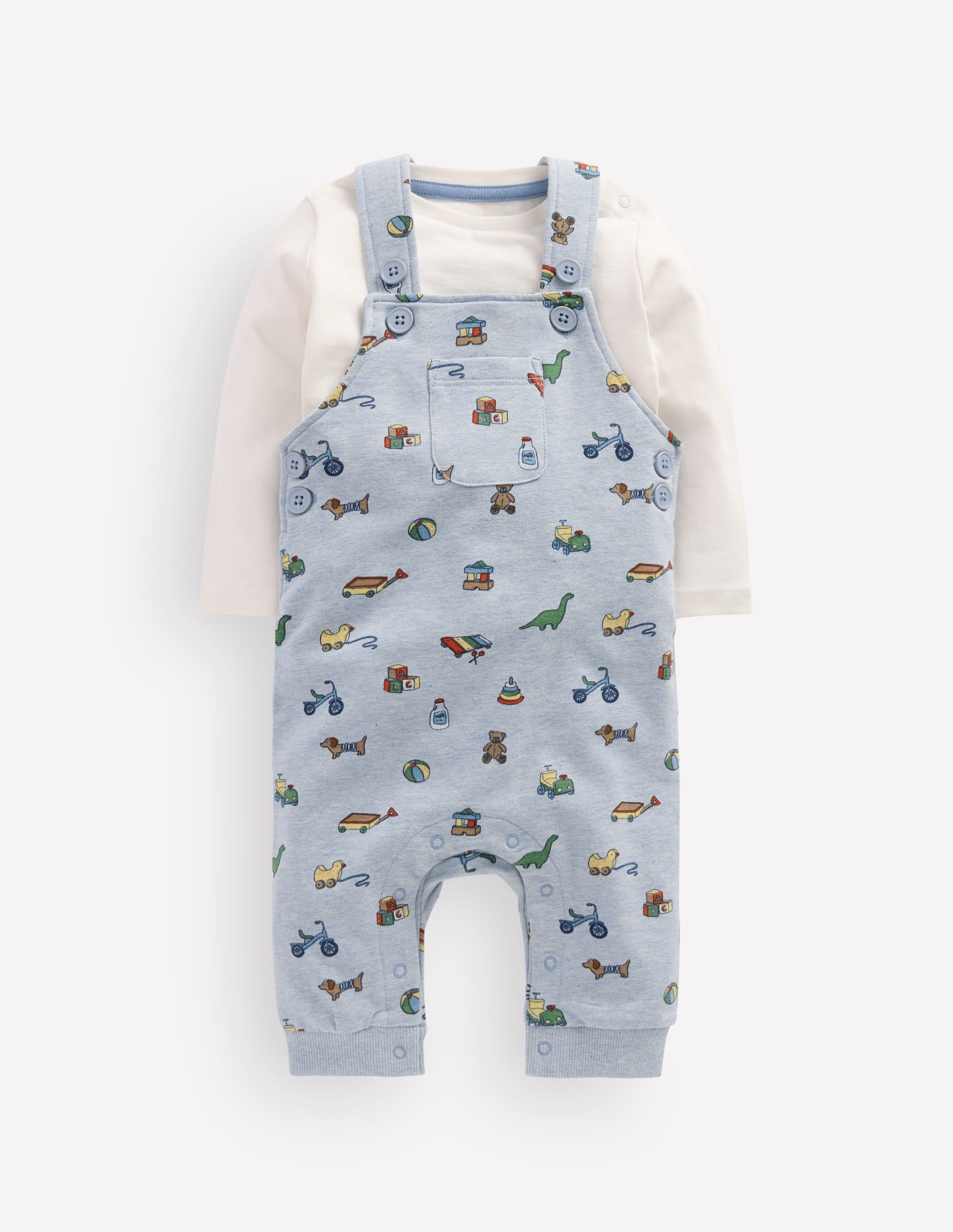 Jersey Overalls Set-Blue Marl Playroom Print - Image 1