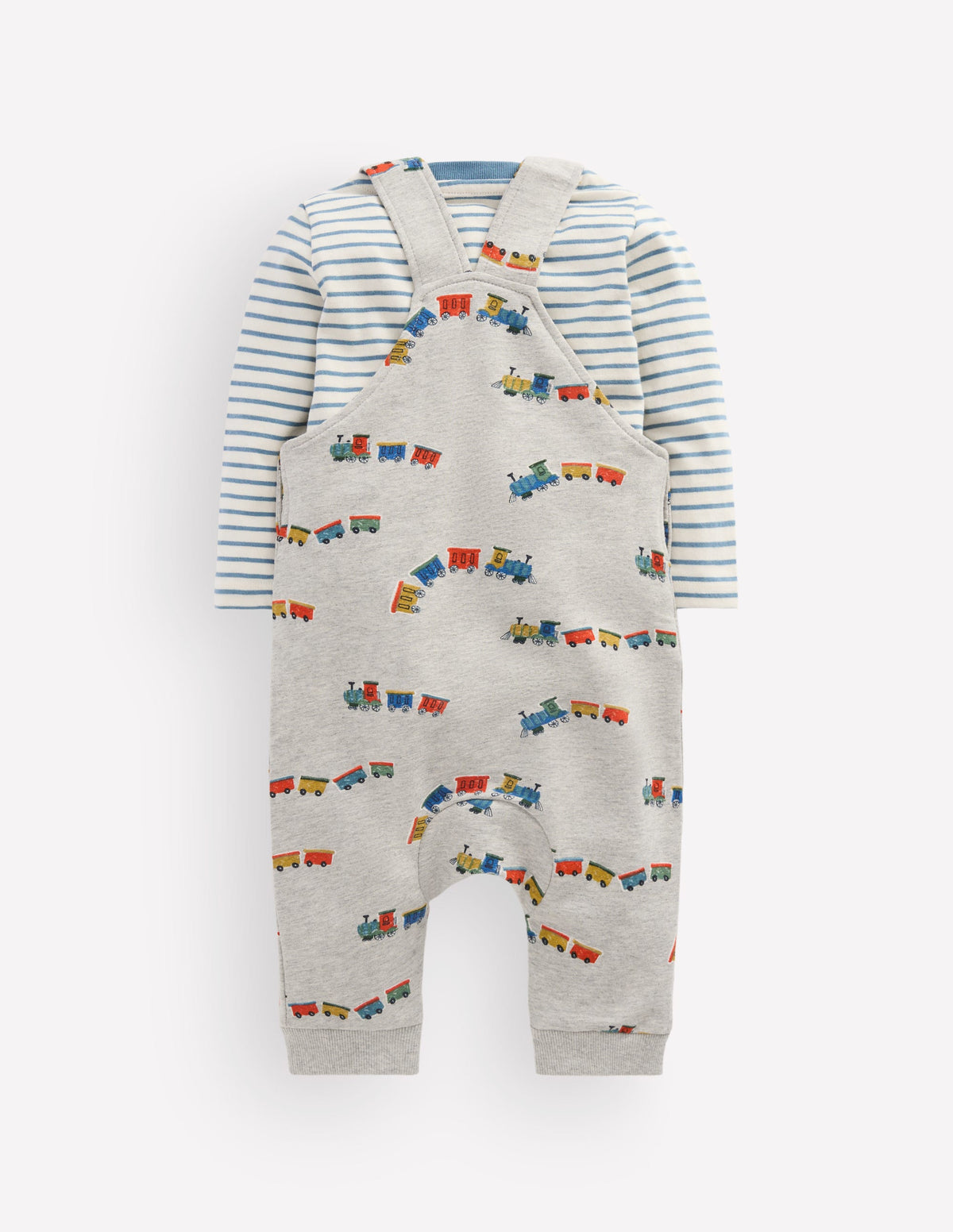 Jersey Overalls Set-Grey Marl Trains-2