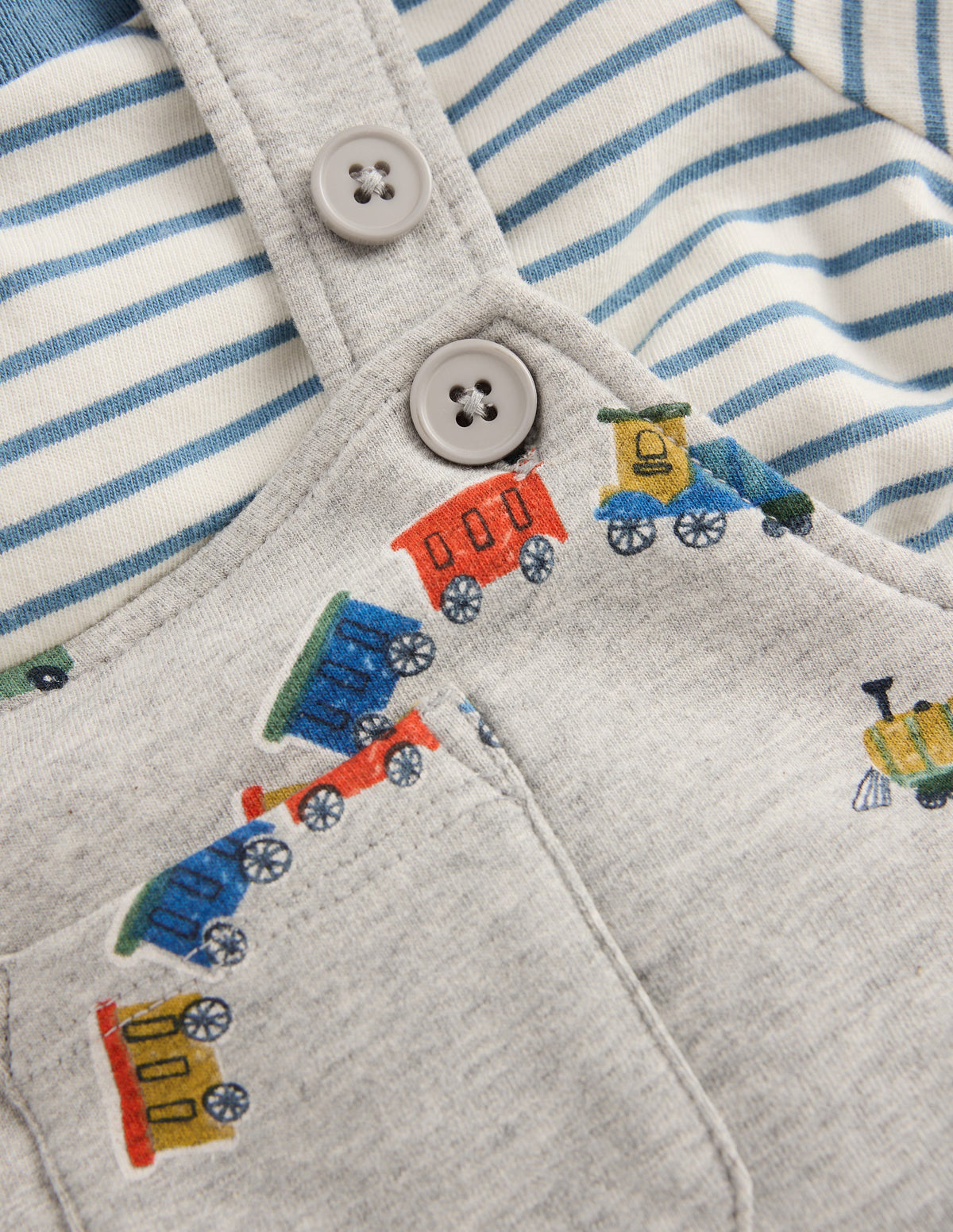 Jersey Overalls Set-Grey Marl Trains-3