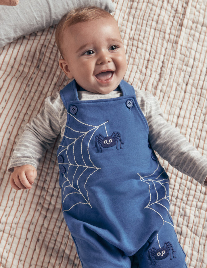 Jersey Overalls Set-Dark Blue Spider Webs