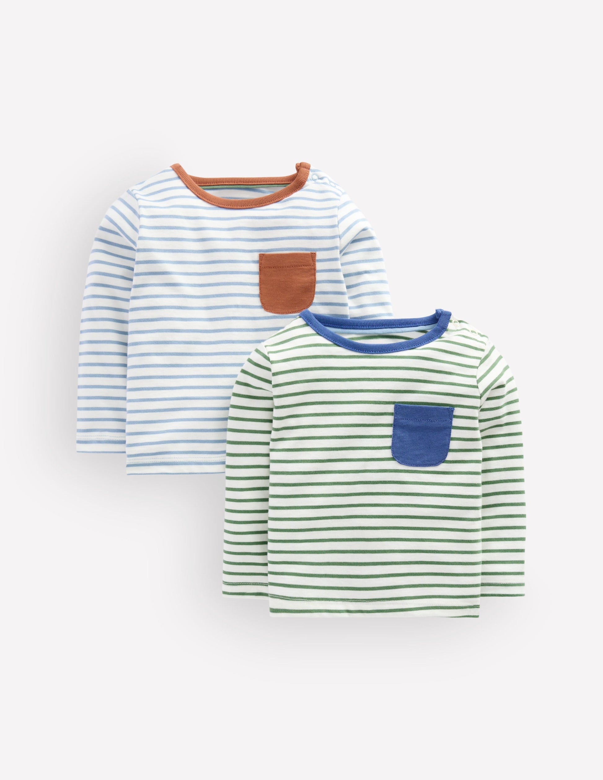 Twin Pack Cotton T-Shirt-Multi Stripe-1