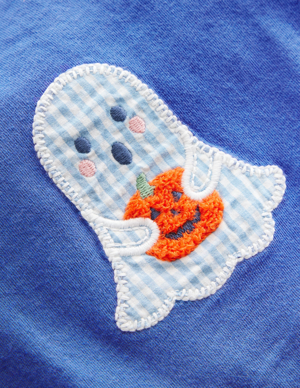 Long Sleeve Appliqué T-Shirt-Bluejay Ghost - Image 6