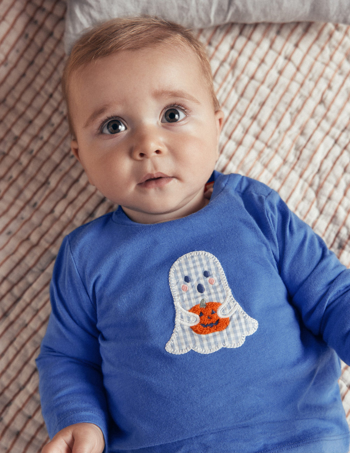 Long Sleeve Appliqué T-Shirt-Bluejay Ghost-3